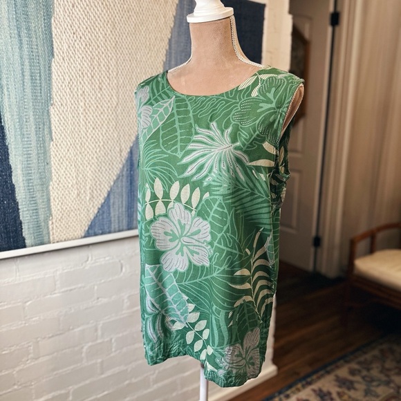 Hawaii Makai Beach Vintage Hawaii Lightweight Green Leaf Tank Top - Picture 1 of 8